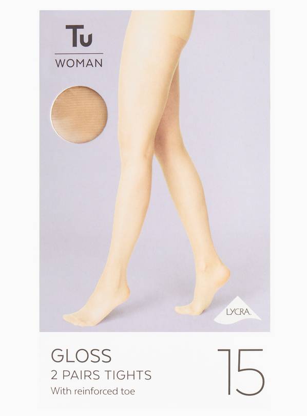 Caramel Nude 15 Denier Gloss Tights 2 Pack L